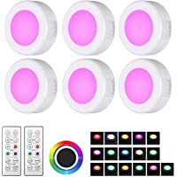 Justech 6PCs Luz de Armario LED Luces Debajo del Gabinete 16 Colores RGB con 2 Control Remoto y 3 Modos Iluminación LED…